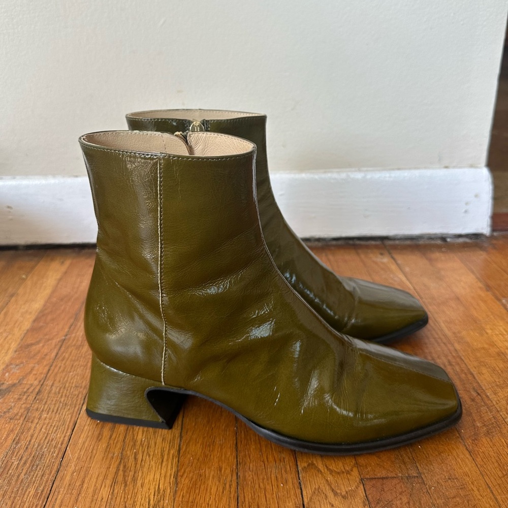 Ana Palma Olive Green Leather Boots